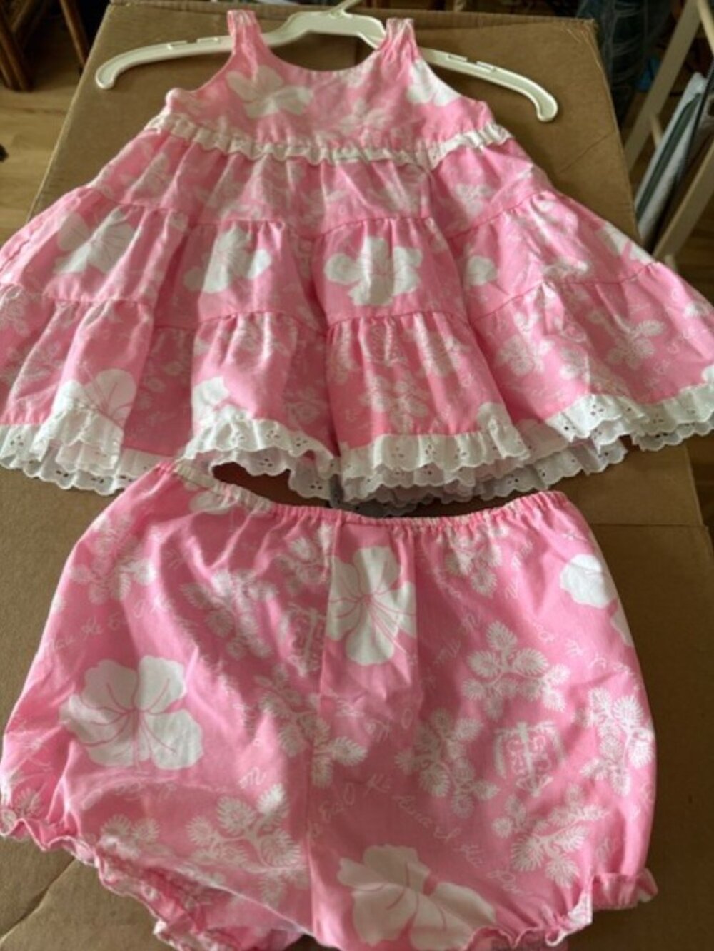 Vtg Kealana Hawaii Liberty House Hawaii Girls 4T PINK HIBISCUS 2 Piece - Picture 2 of 6